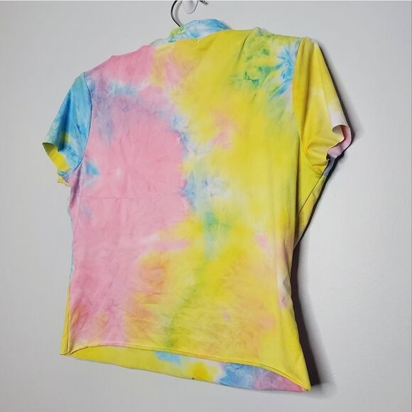 Heart & Hips S Tie Dye T Shirt Crop Top Sky Blue Pink Yellow Super Soft Spring - Picture 2 of 8